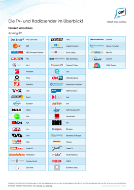 Die TV- Und Radiosender Im Überblick!