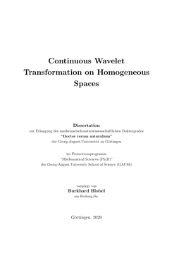 Continuous Wavelet Transformation on Homogeneous Spaces
