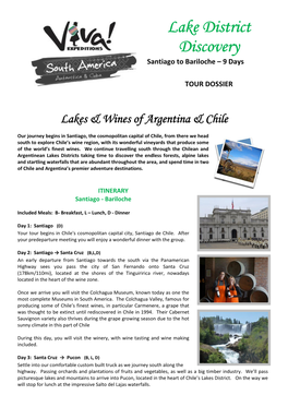 Lake District Discovery Santiago to Bariloche – 9 Days