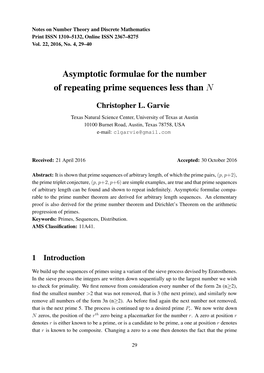 Asymptotic Formulae for the Number of Repeating Prime Sequences Less Than N