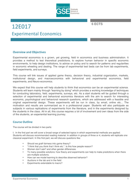 12E017 Experimental Economics