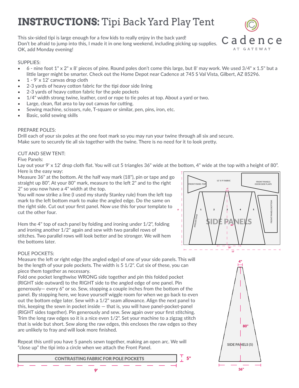 INSTRUCTIONS: Tipi Back Yard Play Tent