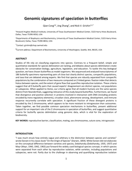 Genomic Signatures of Speciation in Butterflies