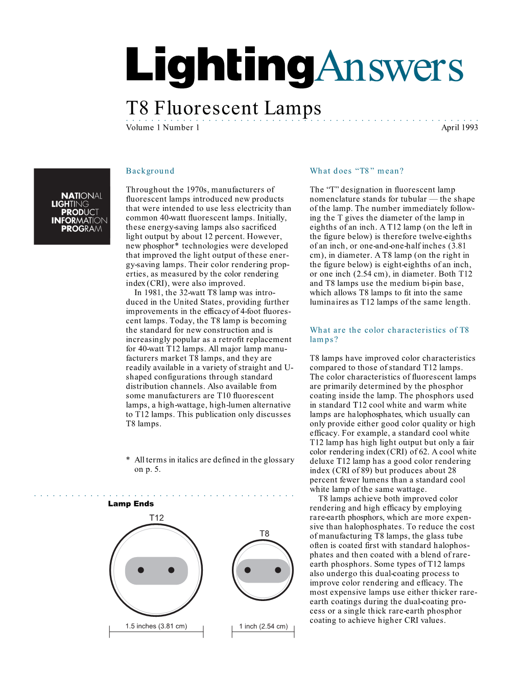 Lighting Answers: T8 Fluorescent Lamps