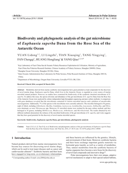 Biodiversity and Phylogenetic Analysis of the Gut Microbiome of Euphausia Superba Dana from the Rose Sea of the Antarctic Ocean