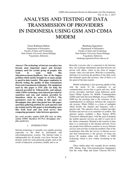 Analysis and Testing of Data Transmission of Providers in Indonesia Using Gsm and Cdma Modem