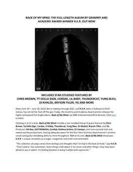 Back of My Mind, the Full-Length Album by Grammy and Academy Award Winner H.E.R