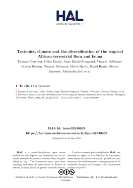 Tectonics, Climate and the Diversification of the Tropical African