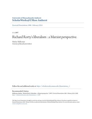 Richard Rorty's Liberalism : a Marxist Perspective