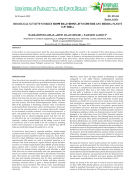 Biological Activity Sources from Traditionally Usedtribe and Herbal Plants Material