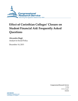 Effect of Corinthian Colleges' Closure on Student Financial