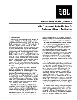 JBL Professional Studio Monitors for Multichannel Sound Applications