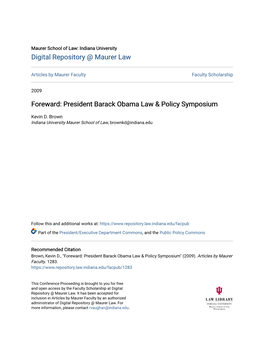 President Barack Obama Law & Policy Symposium