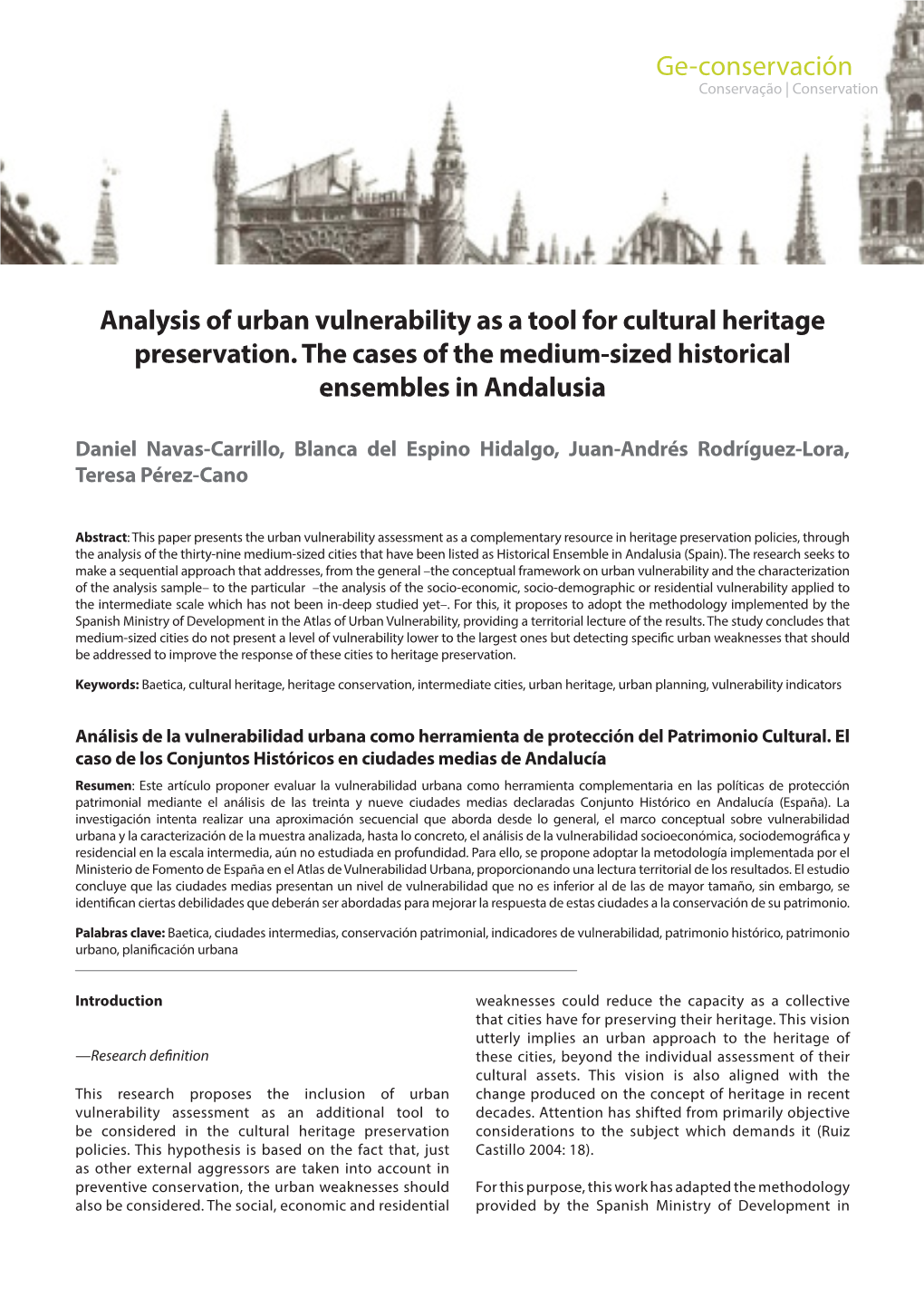 Analysis of Urban Vulnerability As a Tool for Cultural Heritage Preservation
