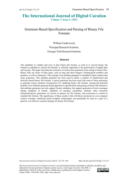 Grammar-Based Specification and Parsing of Binary File Formats