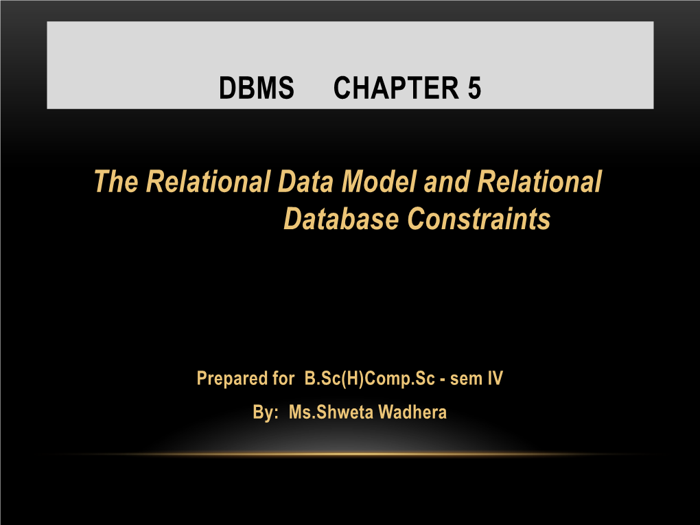 The Relational Data Model And Relational Database Constraints - DocsLib