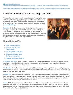 Classic Comedies to Make You Laugh out Loud