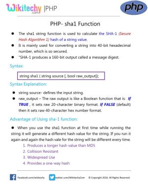 PHP- Sha1 Function