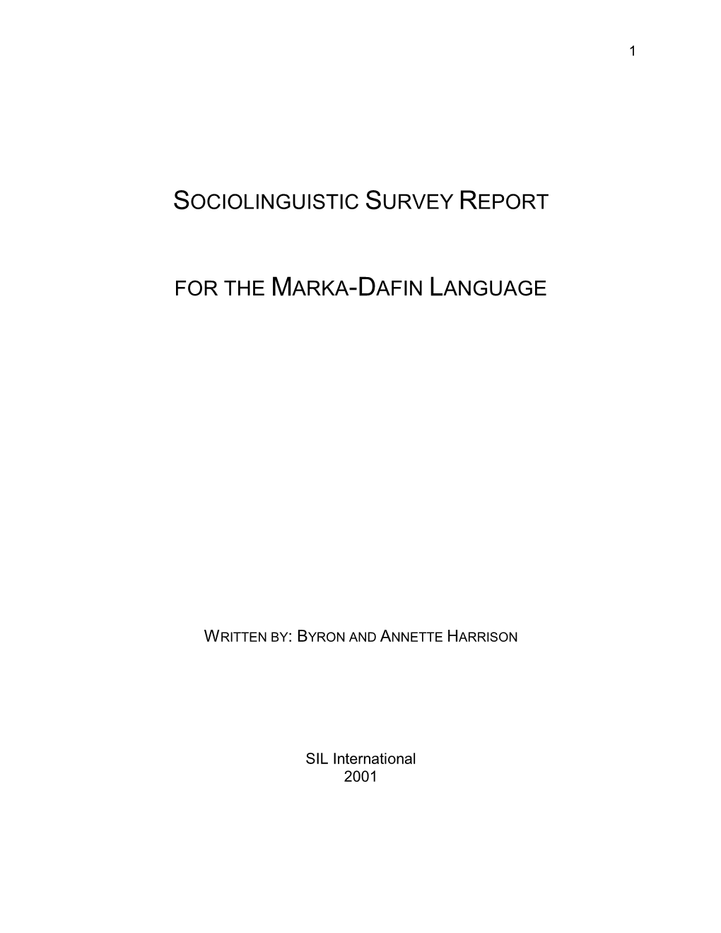 Sociolinguistic Survey Report for the Marka-Dafin