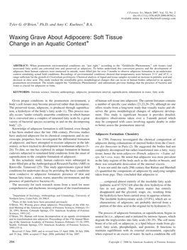 Waxing Grave About Adipocere: Soft Tissue Change in an Aquatic Contextã