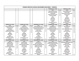 Tarabya British Schools November 2018 Menu