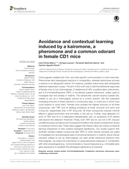 Avoidance and Contextual Learning Induced by a Kairomone, a Pheromone and a Common Odorant in Female CD1 Mice