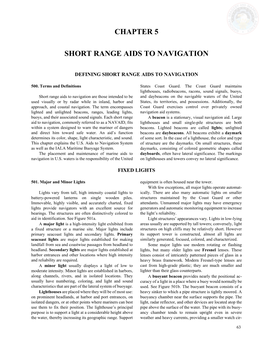 Chapter 5 Short Range Aids to Navigation