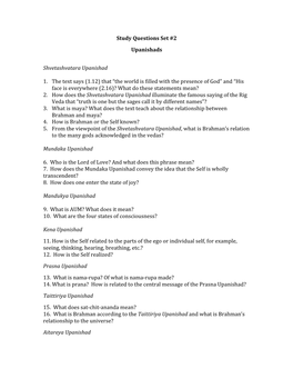 Study Questions Set #2 Upanishads