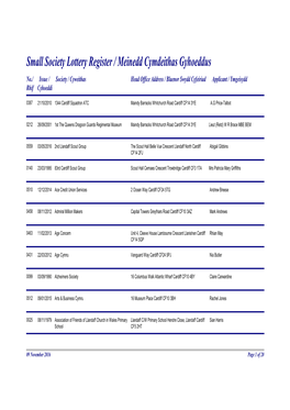 Register of Small Society Lottery Registrations