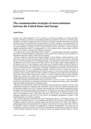 Comment the Communication Strategies of Neocreationism Between the United States and Europe