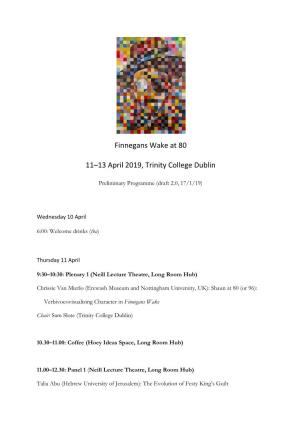 Finnegans Wake at 80 11–13 April 2019, Trinity College Dublin