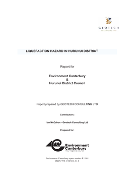 Liquefaction Hazard in the Hurunui District