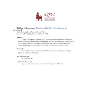 Tjalling C. Koopmans [Ideological Profiles of the Economics Laureates] Daniel B