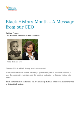 Black History Month &#8211; a Message from Our