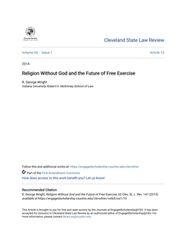 Religion Without God and the Future of Free Exercise