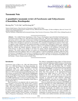 A-Quantitative-Taxonomic-Review-Of-Fusichonetes-And-Tethyochonetes-Chonetidina
