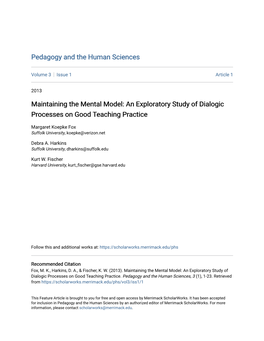Maintaining the Mental Model: an Exploratory Study of Dialogic Processes on Good Teaching Practice