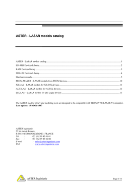 LASAR Models Catalog