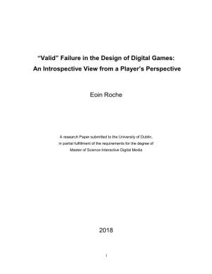 “Valid” Failure in the Design of Digital Games: an Introspective View from a Player’S Perspective