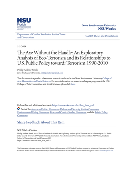 An Exploratory Analysis of Eco-Terrorism and Its Relationships to U.S