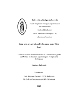 Long-Term Preservation of Arbuscular Mycorrhizal Fungi