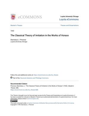 The Classical Theory of Imitation in the Works of Horace