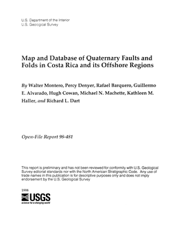 Map and Database of Quaternary Faults and Folds in Costa Rica and Its Offshore Regions