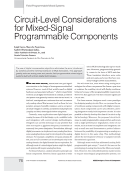 Circuit-Level Considerations for Mixed-Signal Programmable Components