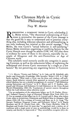 The Chronos Myth in Cynic Philosophy Martin, Troy W Greek, Roman and Byzantine Studies; Spring 1997; 38, 1; Proquest Pg