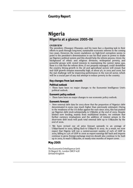 Nigeria Nigeria at a Glance: 2005-06