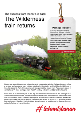 The Wilderness Train Returns