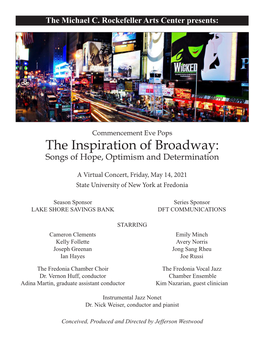 The Inspiration of Broadway: Songs of Hope, Optimism and Determination