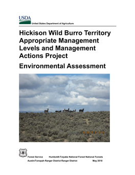 Hickison Wild Burro Territory Appropriate Management Levels and Management Actions Project Environmental Assessment