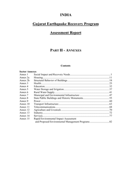 INDIA Gujarat Earthquake Recovery Program Assessment Report PART II
